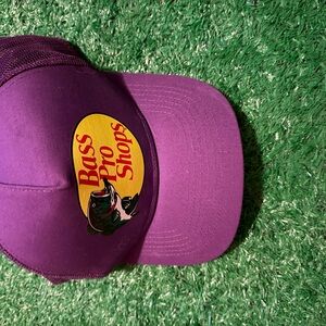 Bass Pro Shops Purple Trucker Hat with Yellow Logo